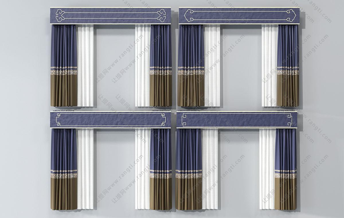 新中式窗帘、中式元素窗幔
