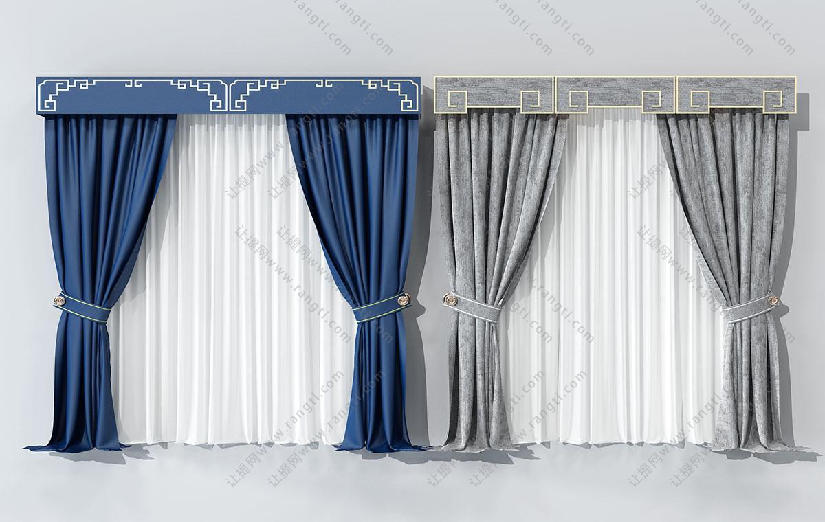 新中式窗帘、中式元素窗帘头
