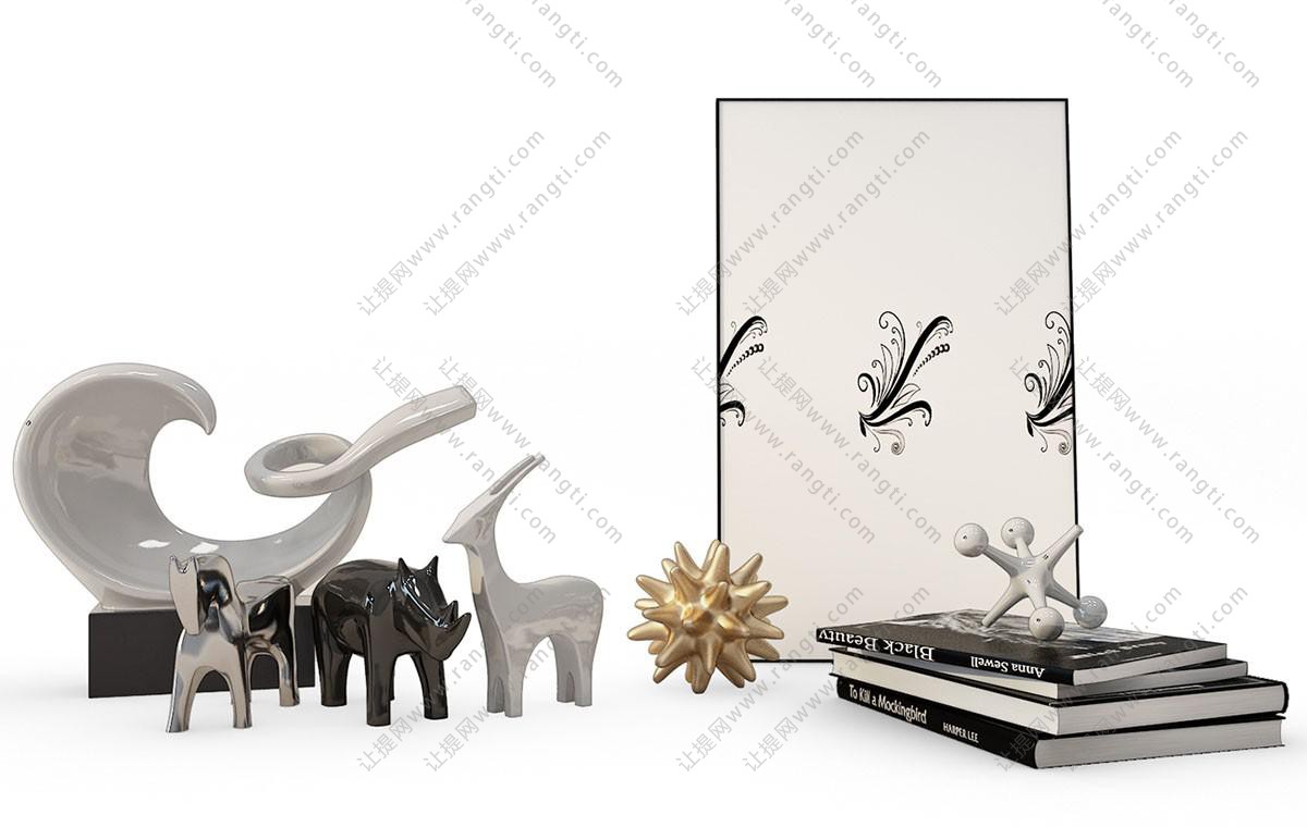 现代抽象动物雕塑、桌摆