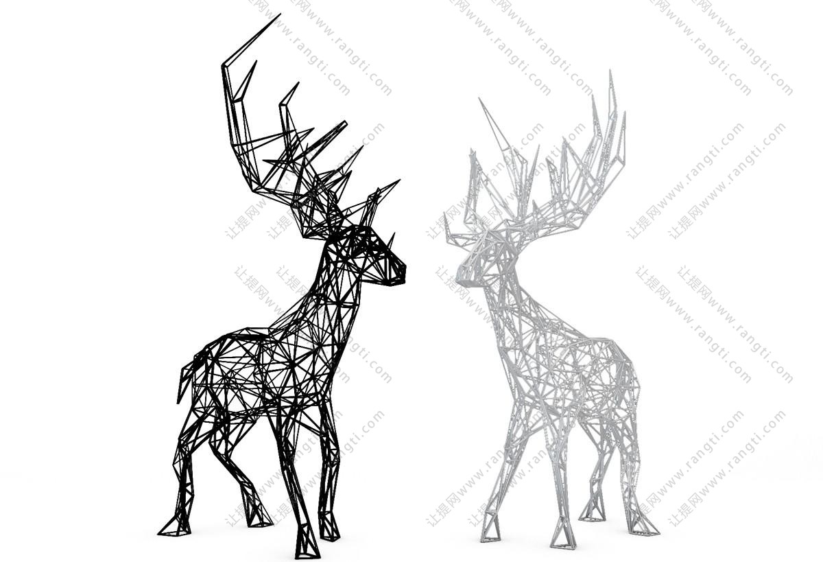 北欧镂空铁艺麋鹿雕塑、摆件