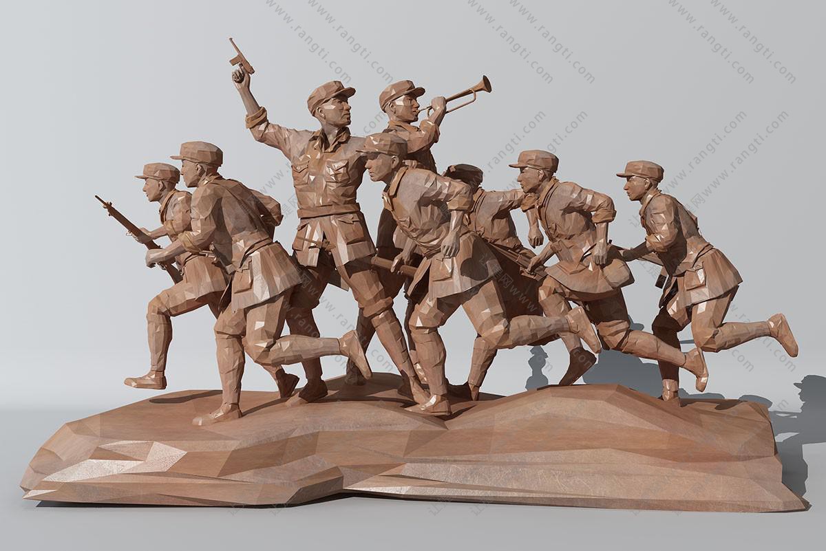 革命红军长征抗战人物泥塑、雕塑