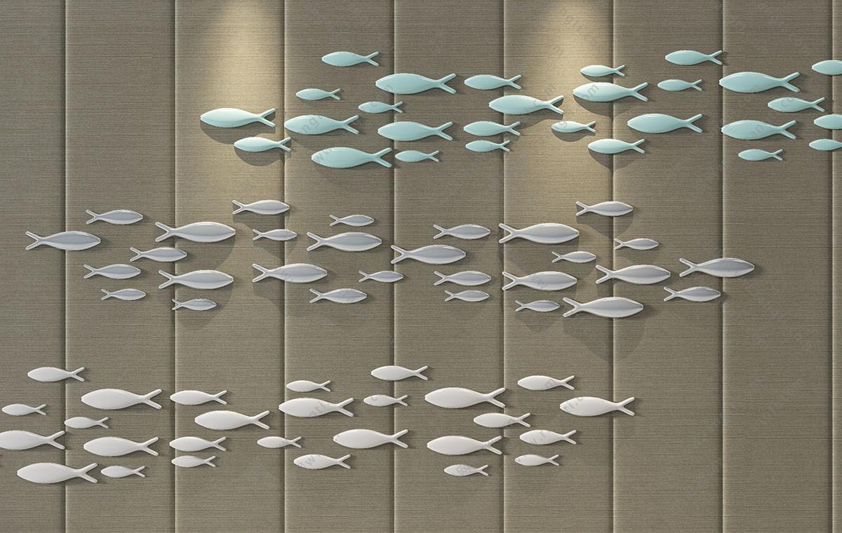 现代抽象鱼、金属鱼装饰壁挂、墙饰