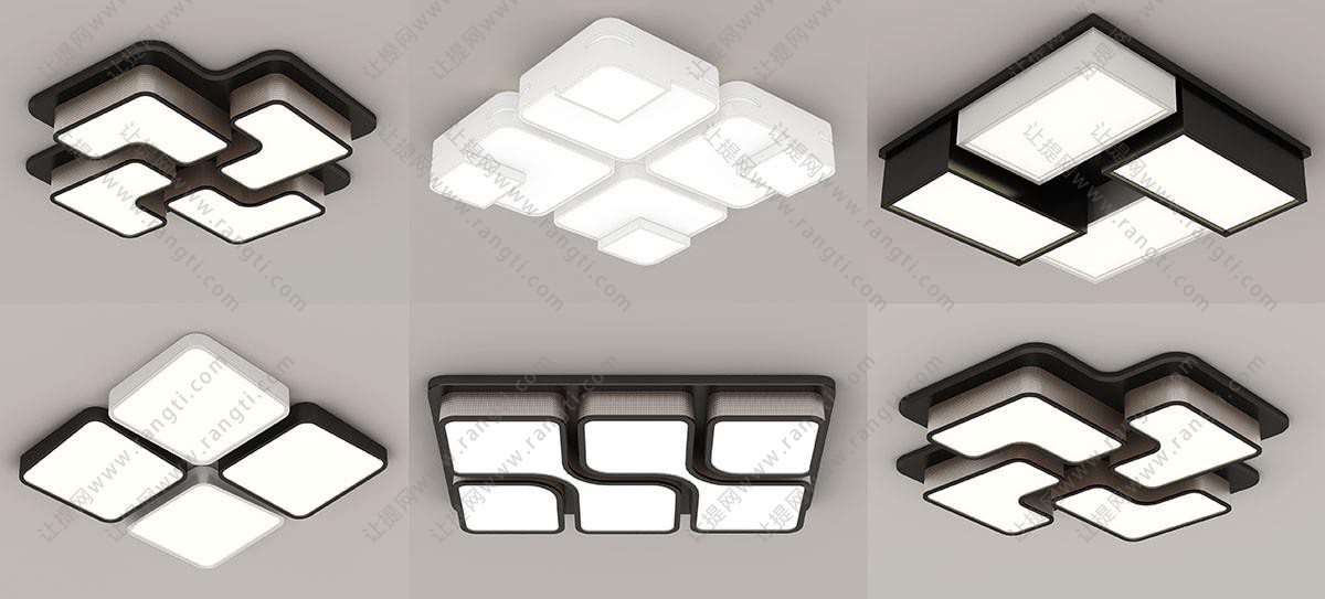现代几何形吸顶灯组合