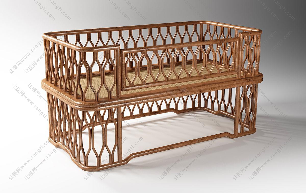 新中式实木护栏婴儿床