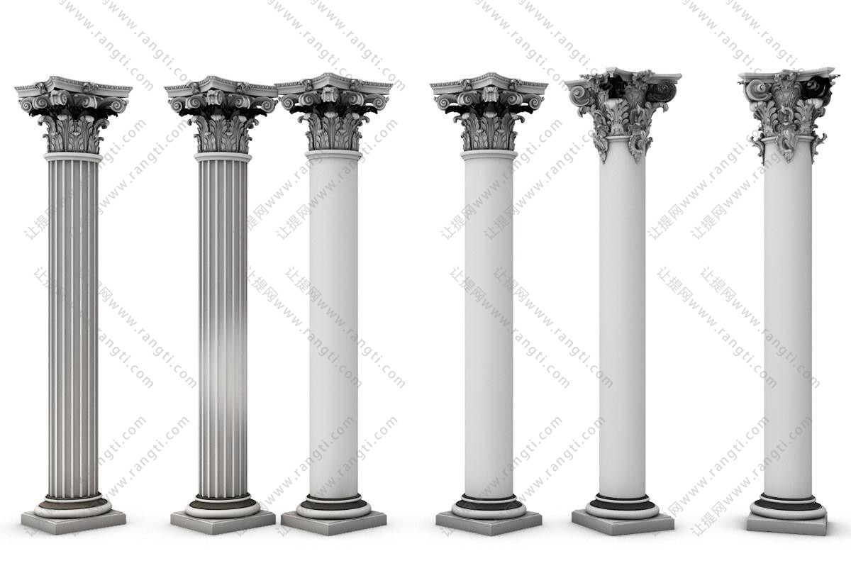 欧式罗马柱欧式柱子花瓶柱欧式构件柱头石膏件镀金柱3D模型【ID:819430178】_知末3d模型网
