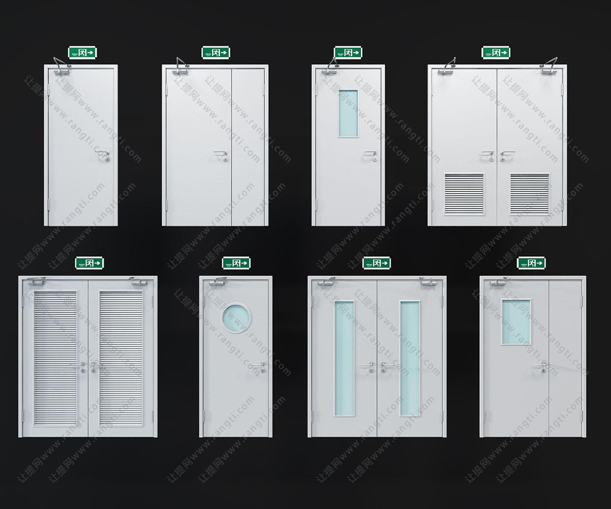 现代装饰百叶的双扇、单扇消防门