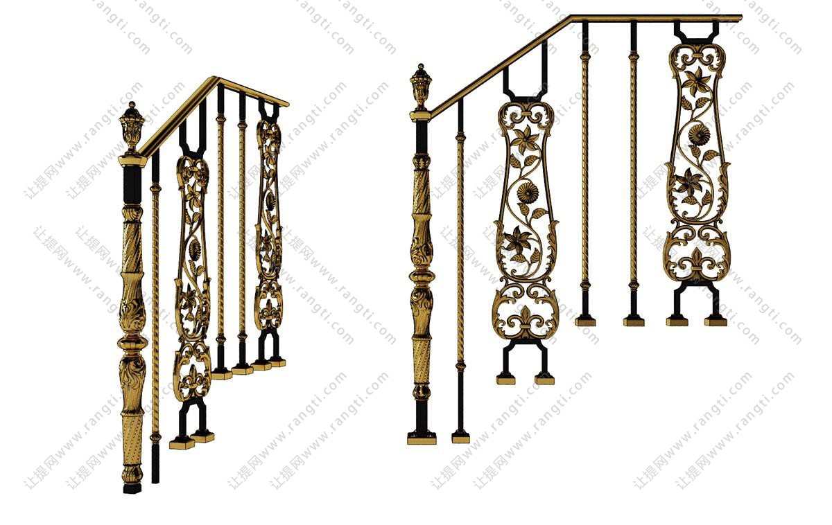欧式金属雕花楼梯转角栏杆护栏