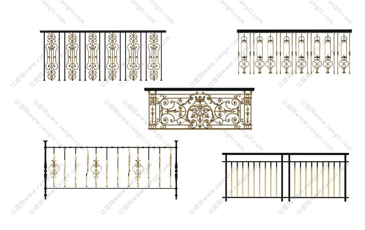 欧式金色古典雕花构件栏杆护栏