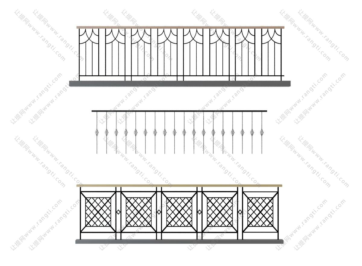 现代方形和菱形拼接铁艺栏杆护栏