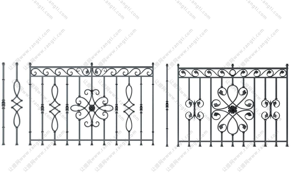 欧式黑色花卉雕花拼接栏杆护栏