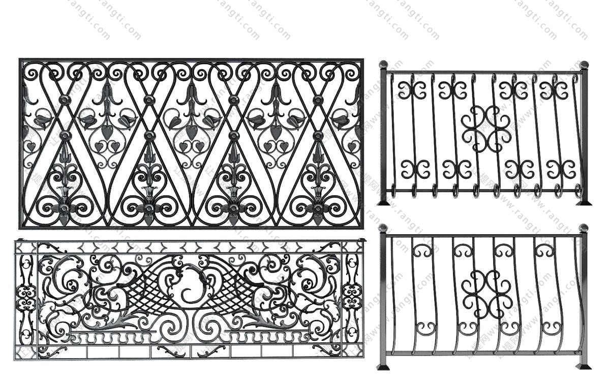 欧式铁艺花卉雕花楼梯栏杆护栏