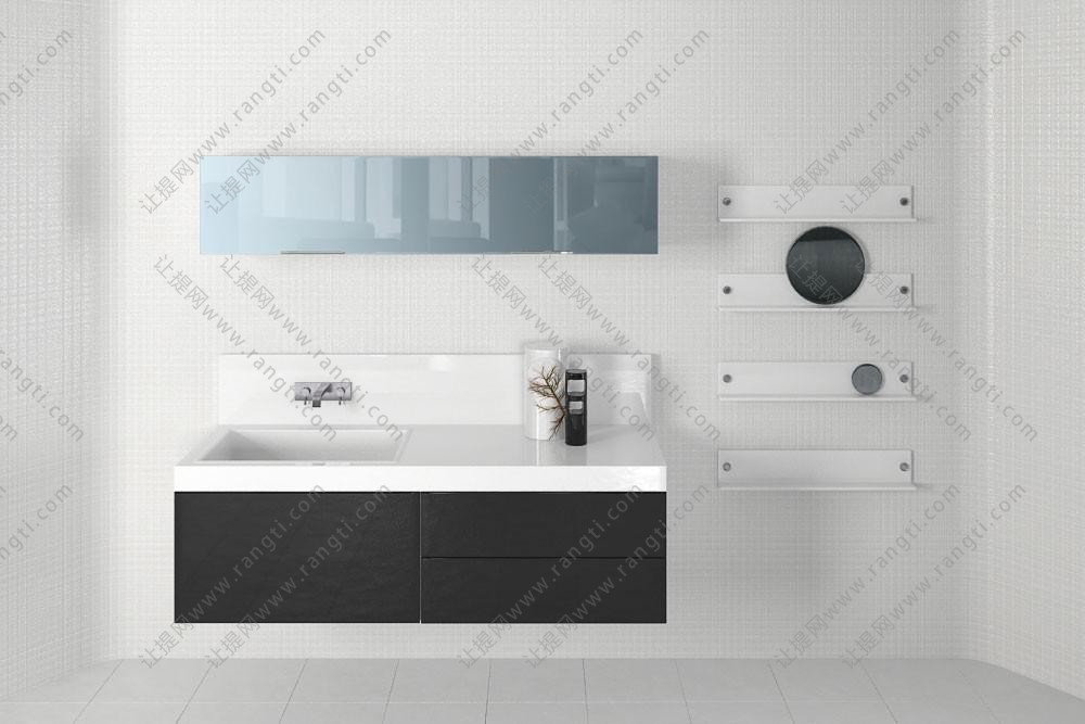 现代黑白洗手台浴室柜