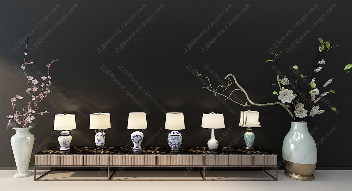 中式青花瓷装饰瓶台灯