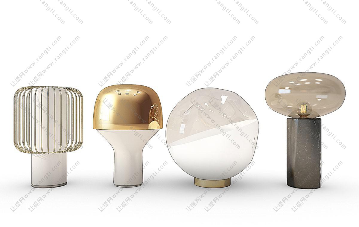 新中式蘑菇造型玻璃灯罩台灯