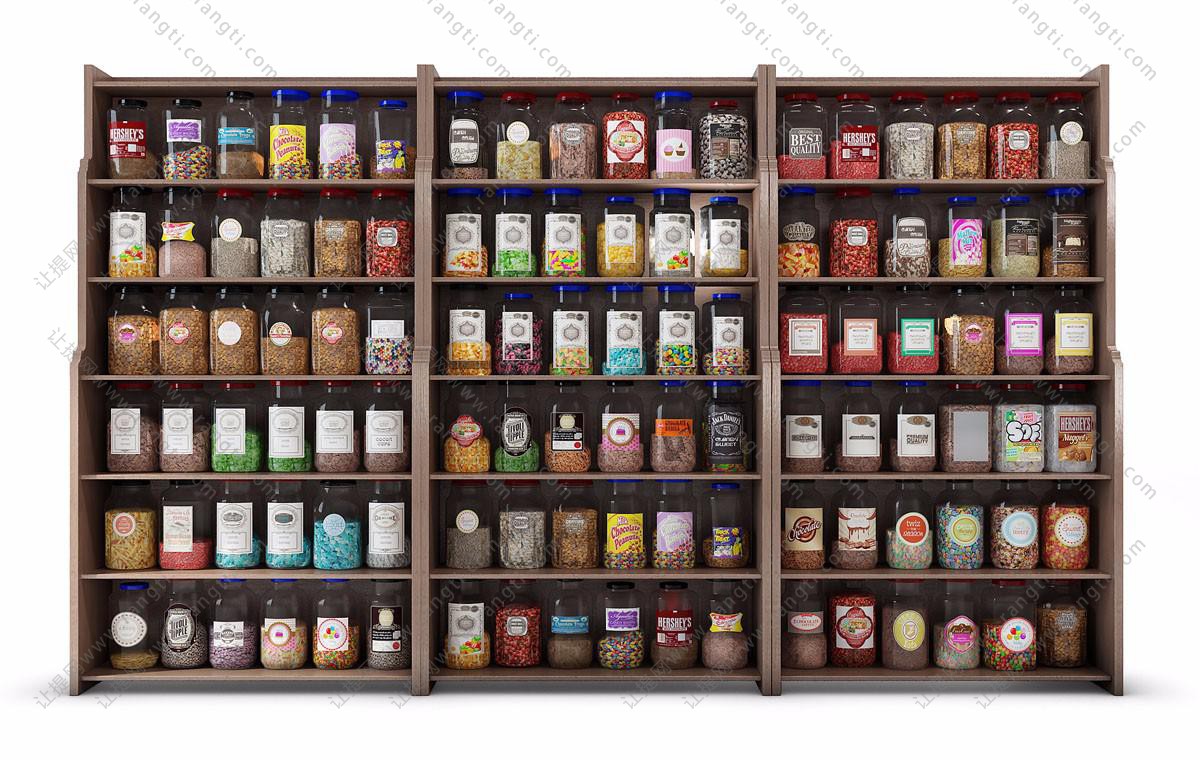 超市食品货架、糖罐零食展示柜