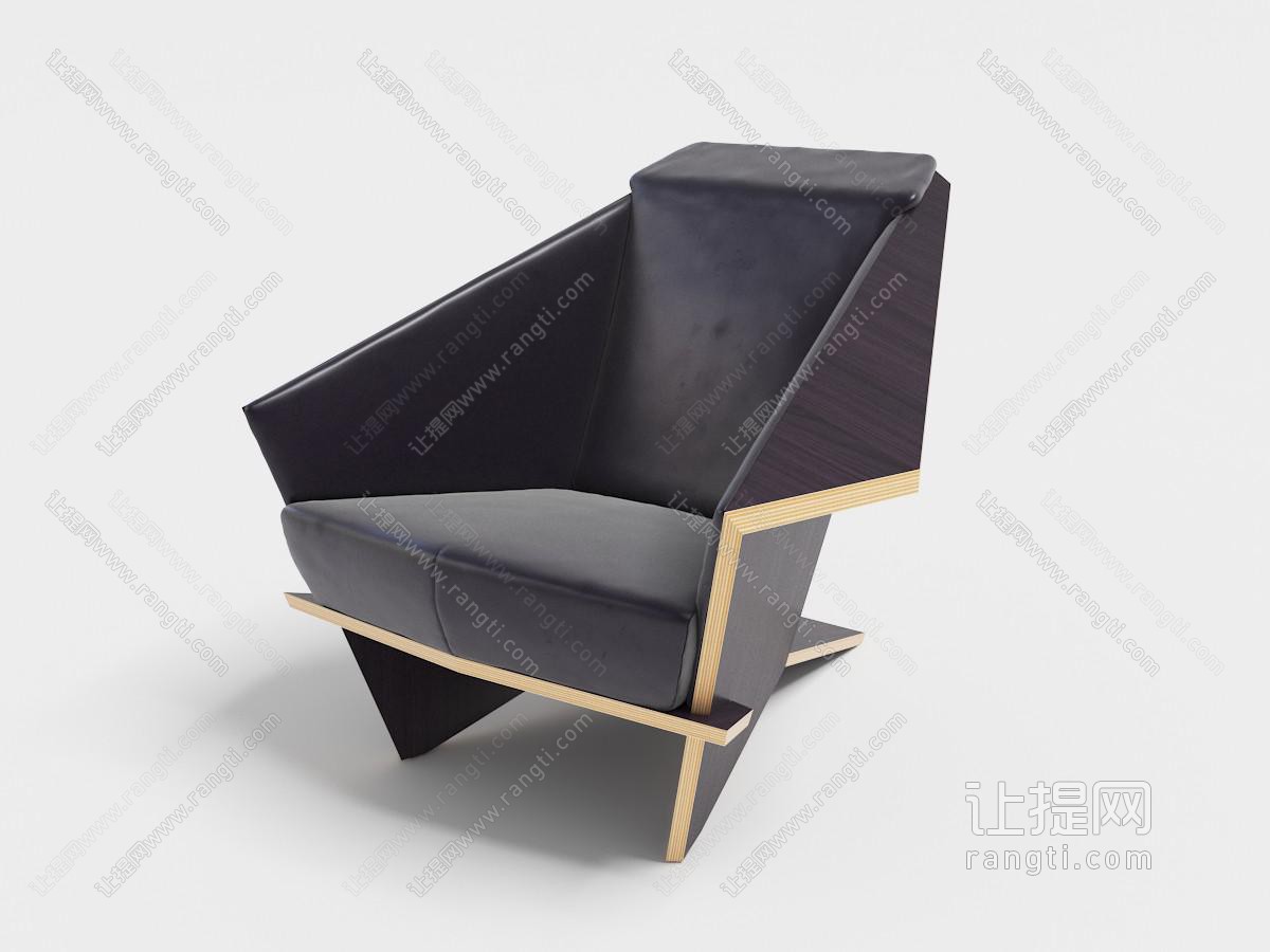 后现代黑色镶嵌金色细边的休闲椅