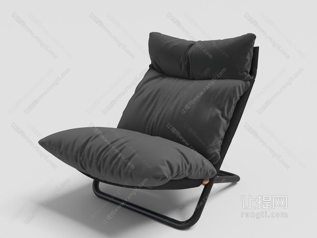 现代黑色可折叠、可拆卸坐垫的休闲椅