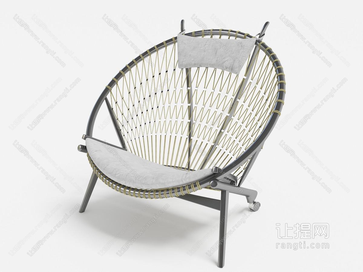 现代圆形深凹编织镂空休闲椅