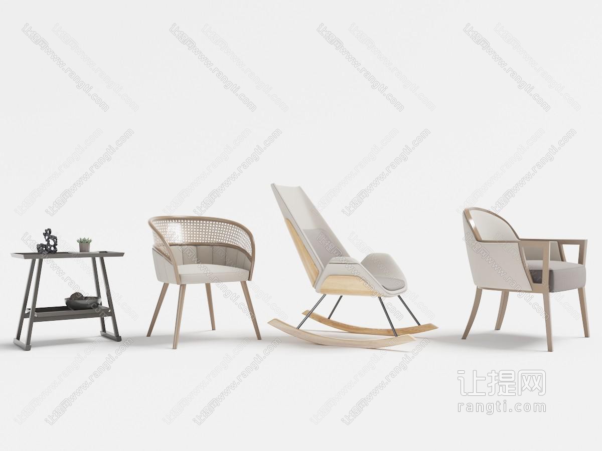 新中式多款休闲椅、摇椅和沙发椅