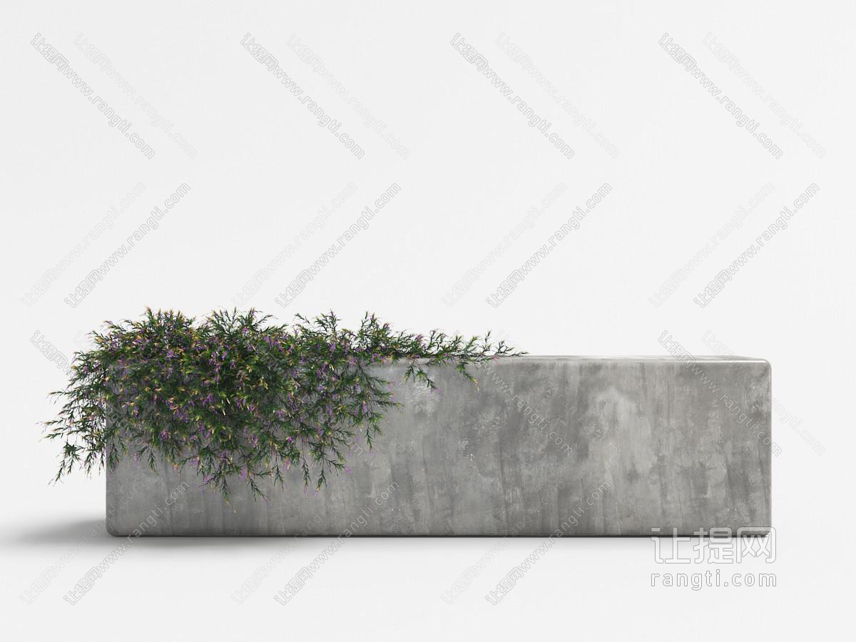 铺在长方形石凳上的花草