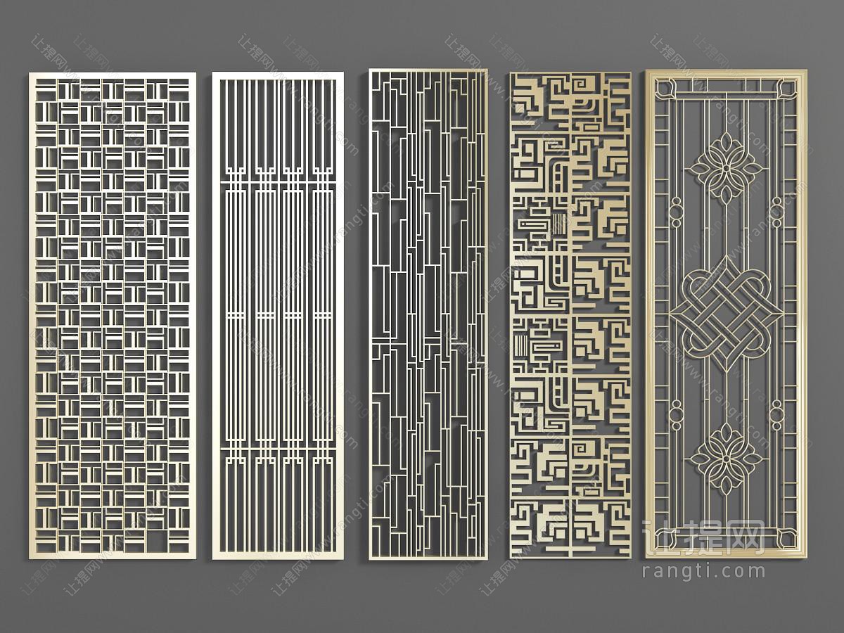 新中式中国结花纹的金属隔断