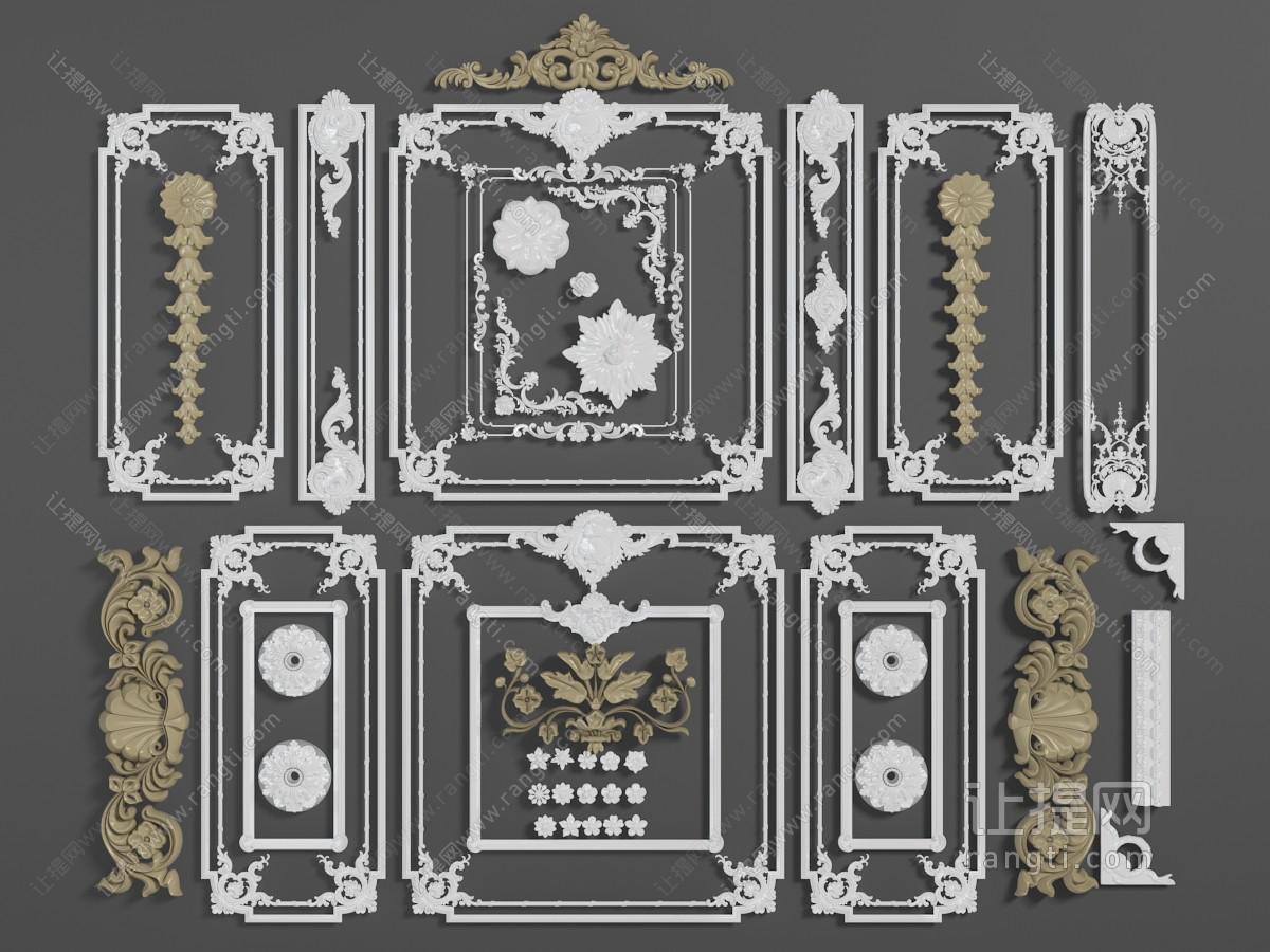 欧式古典雕花石膏线、角线和雕花构件