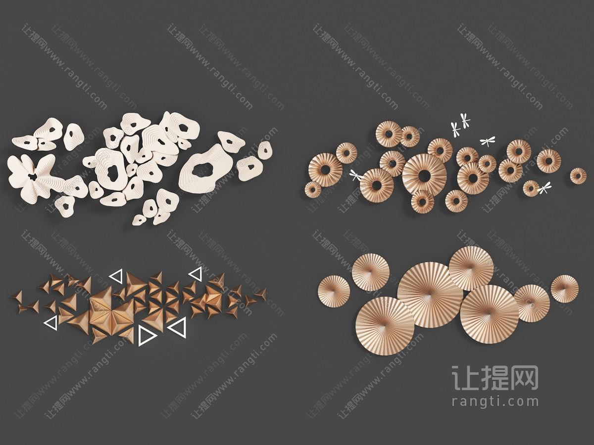 现代墙面背景墙金属花朵挂件