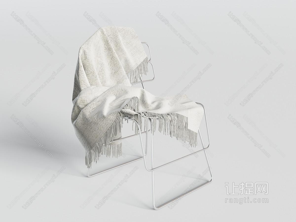 现代金属框架的休闲椅、盖毯