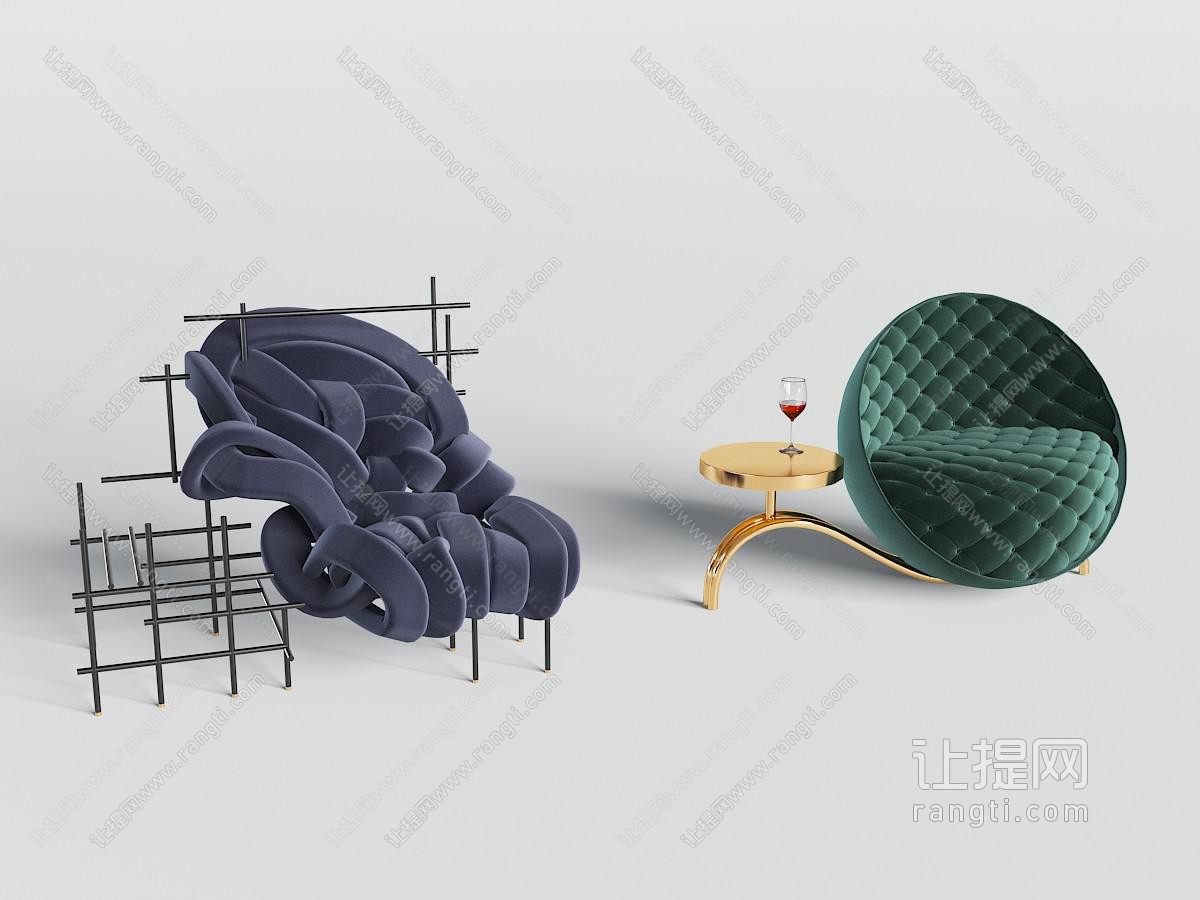 后现代绳编休闲椅、蛋壳造型单人沙发