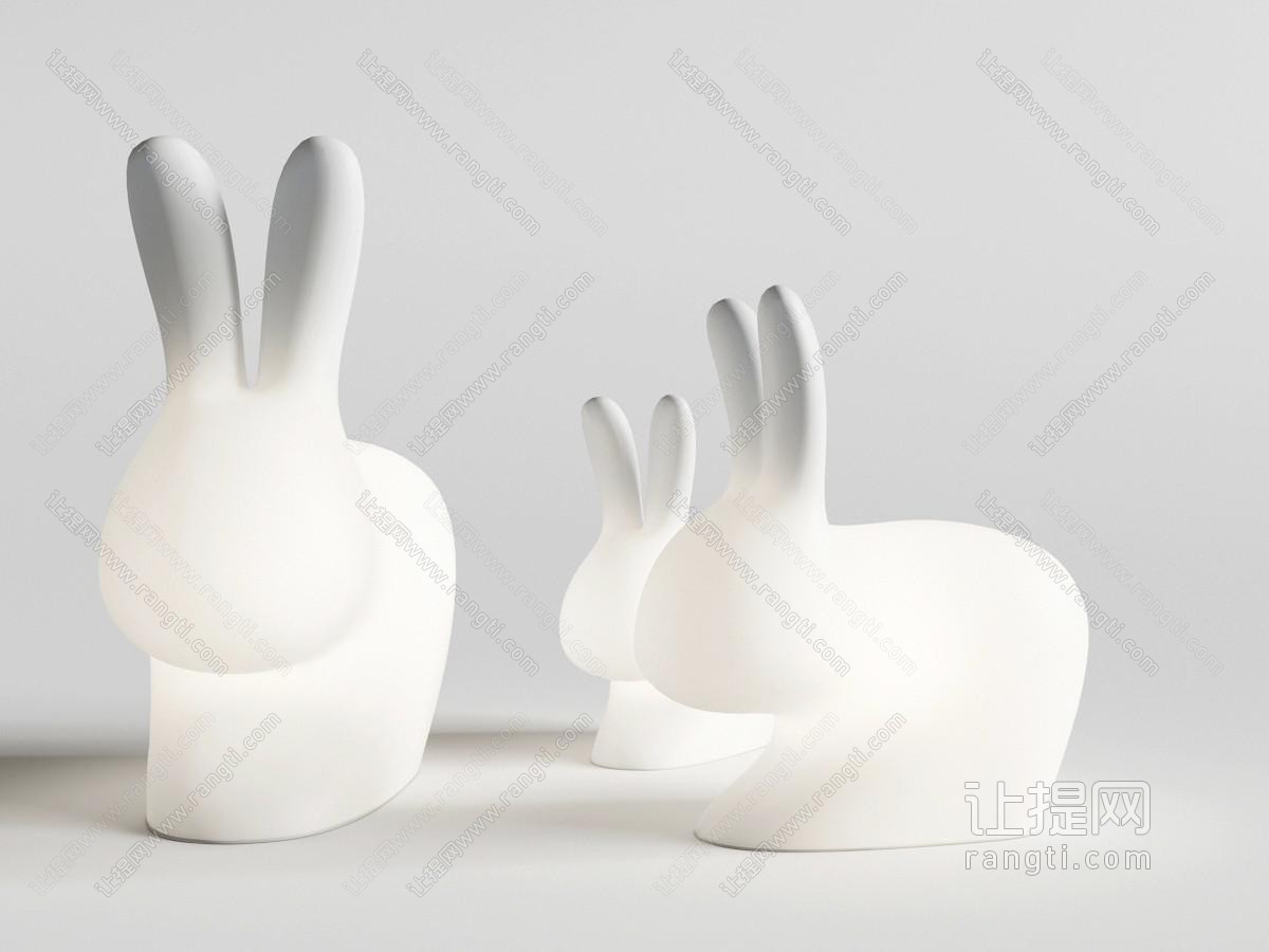 现代白色兔子造型的台灯、落地灯