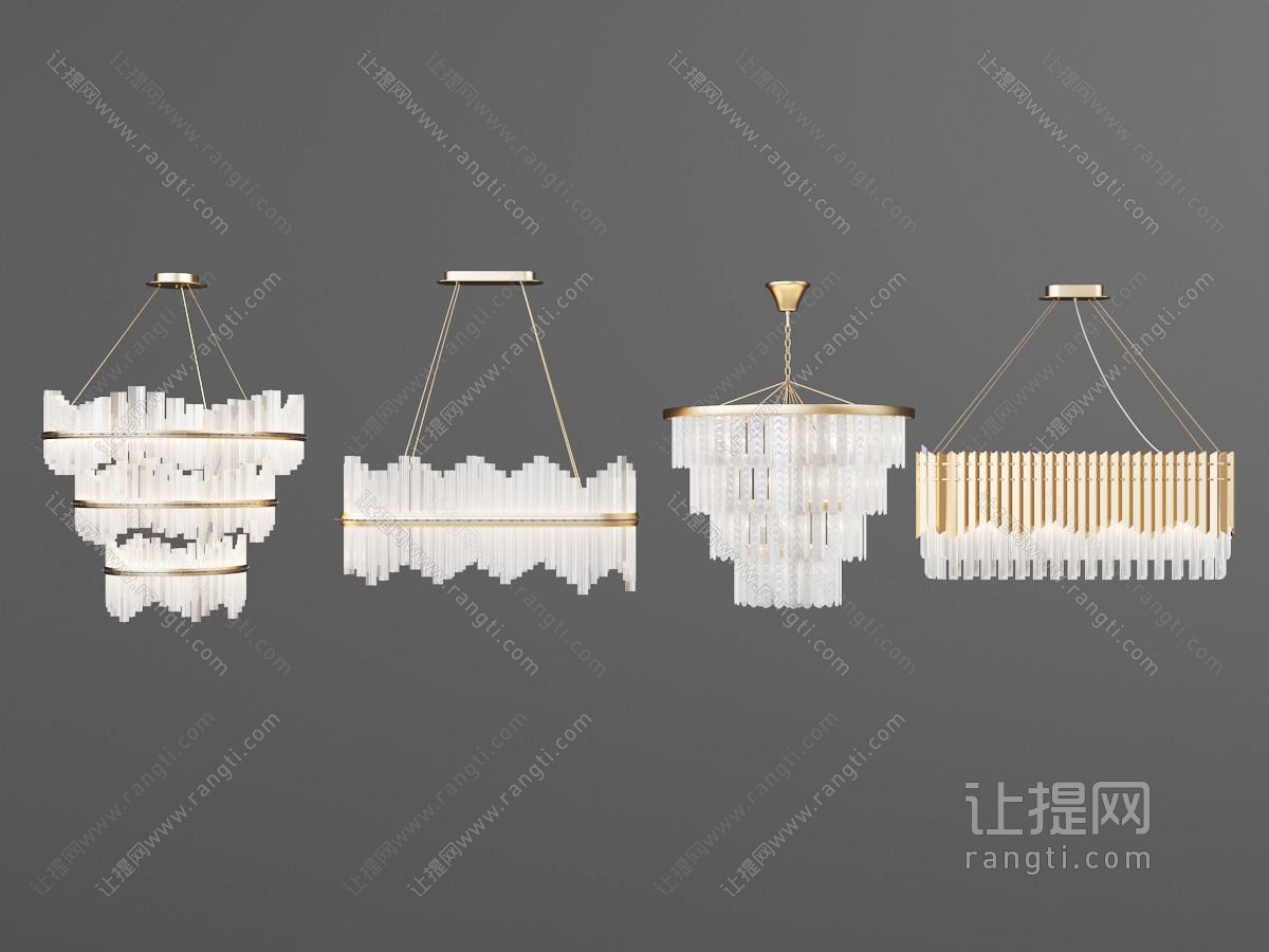 现代水晶吊灯3d模型下载_模型ID:38487-让提网
