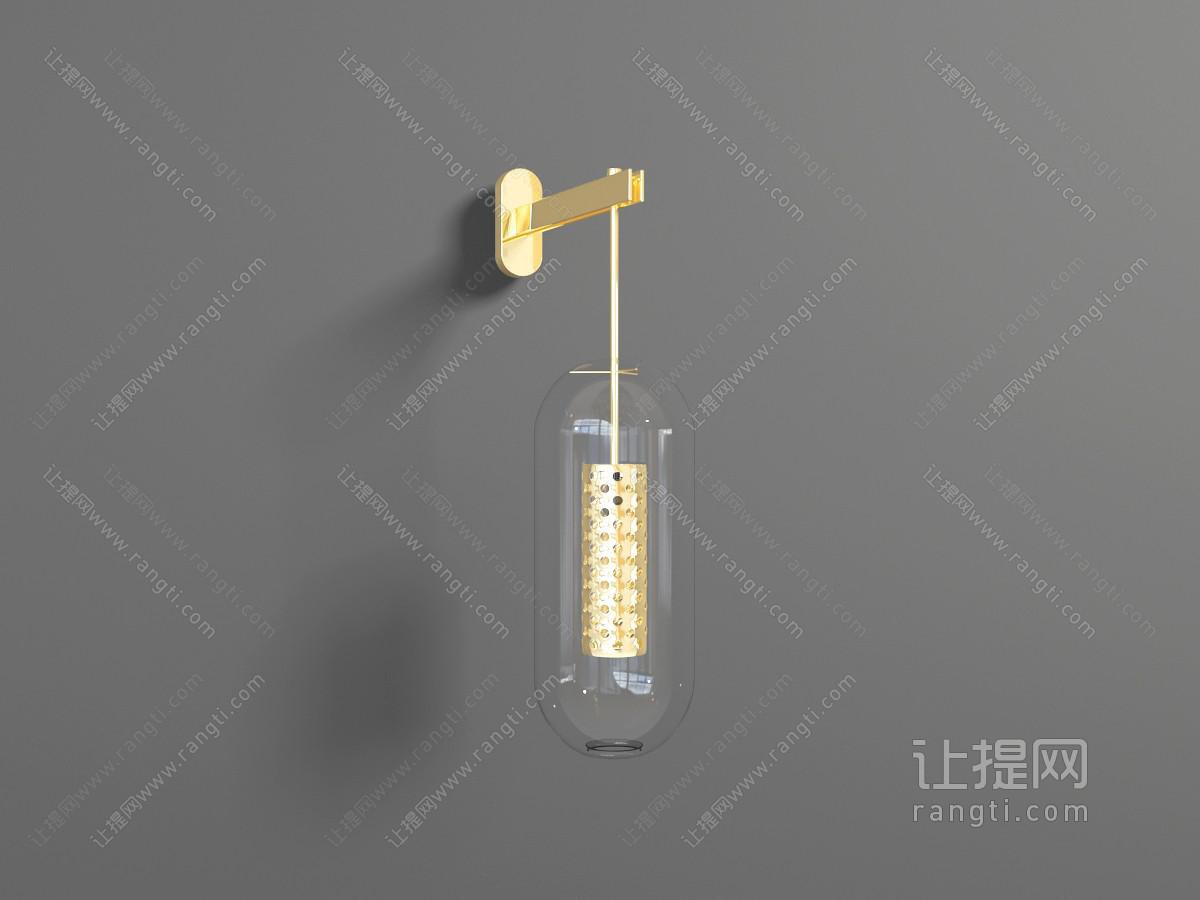 新中式透明玻璃灯罩的壁灯
