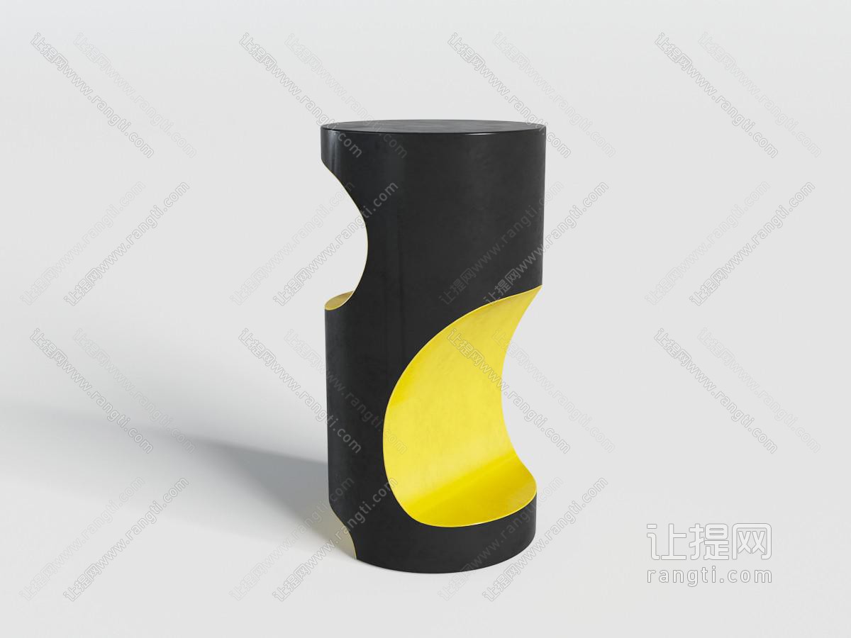 现代黑色黄色撞色圆形坐凳