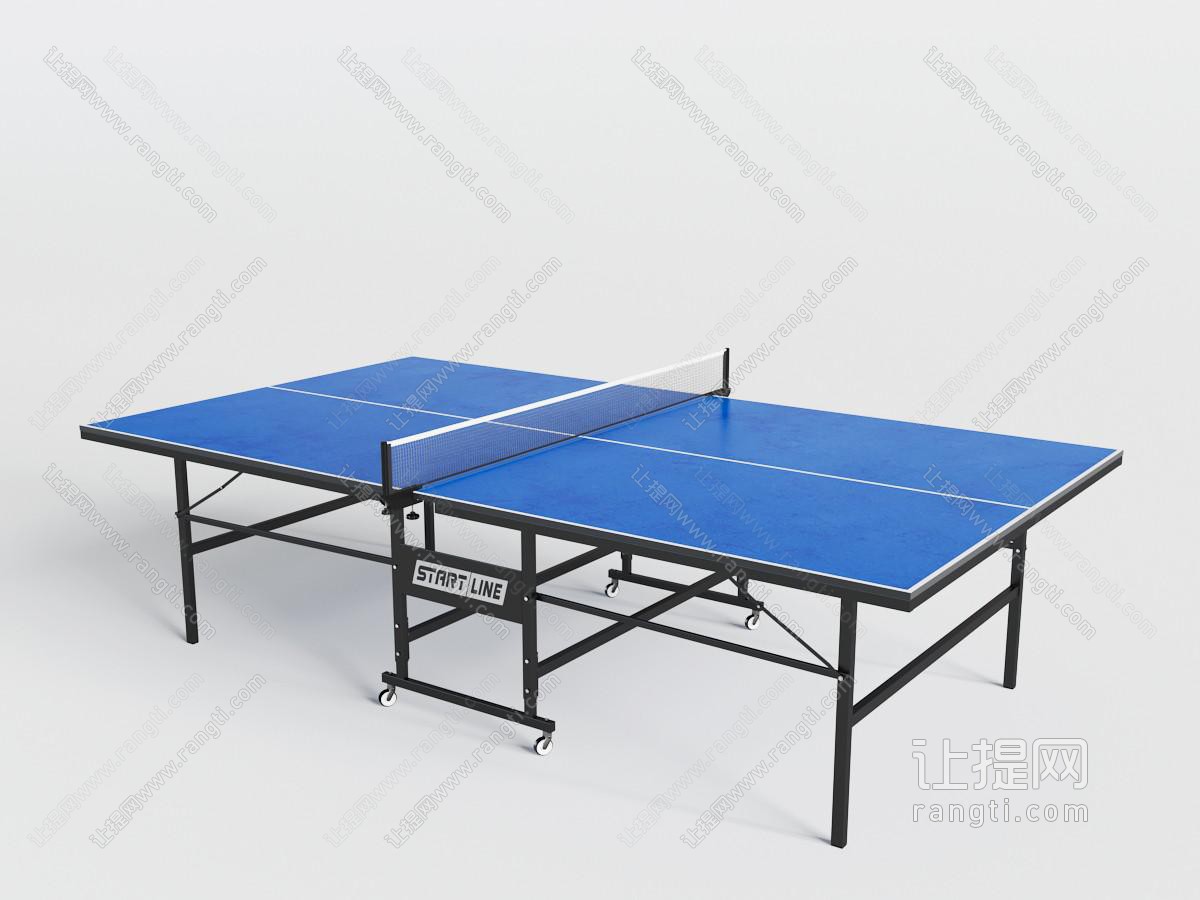 蓝色可移动的乒乓球桌子体育器材
