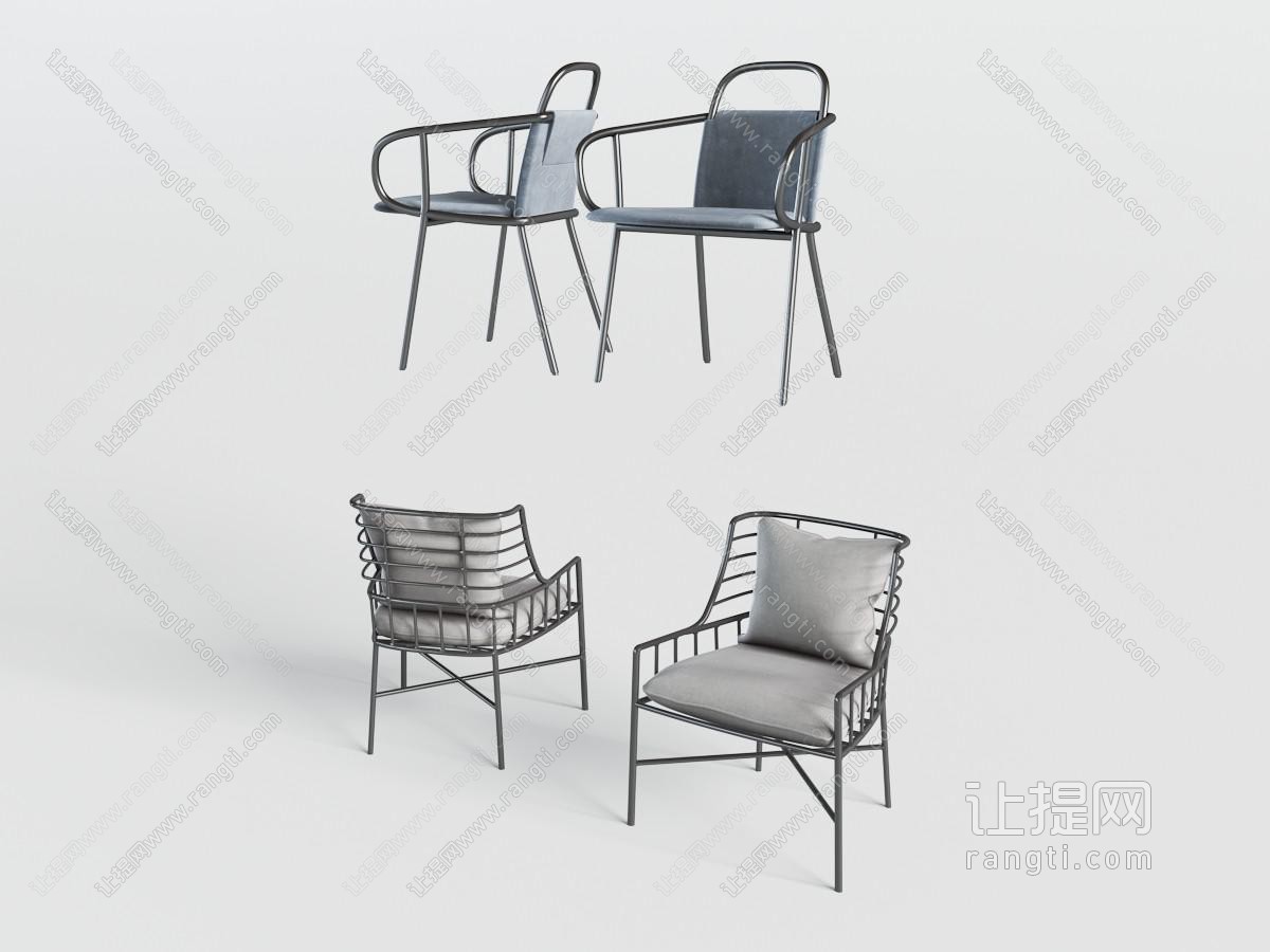 现代新中式金属矿建休闲椅子