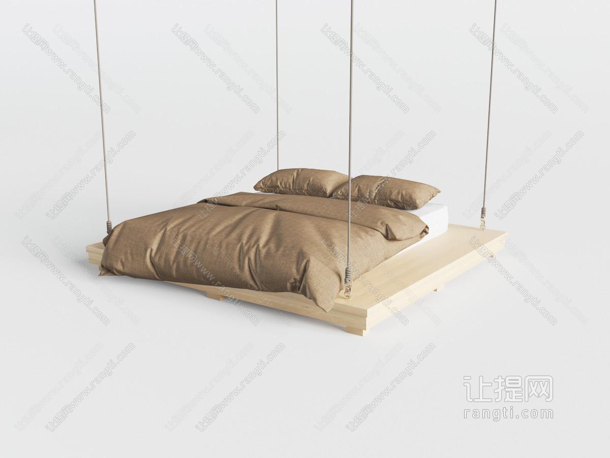 现代实木板和床垫的吊床