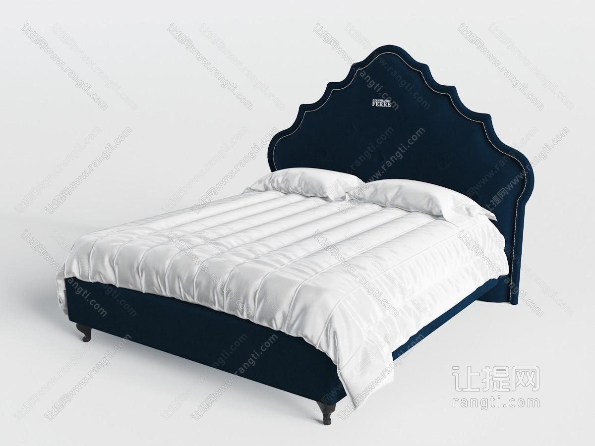 欧式波浪花边造型床头双人床