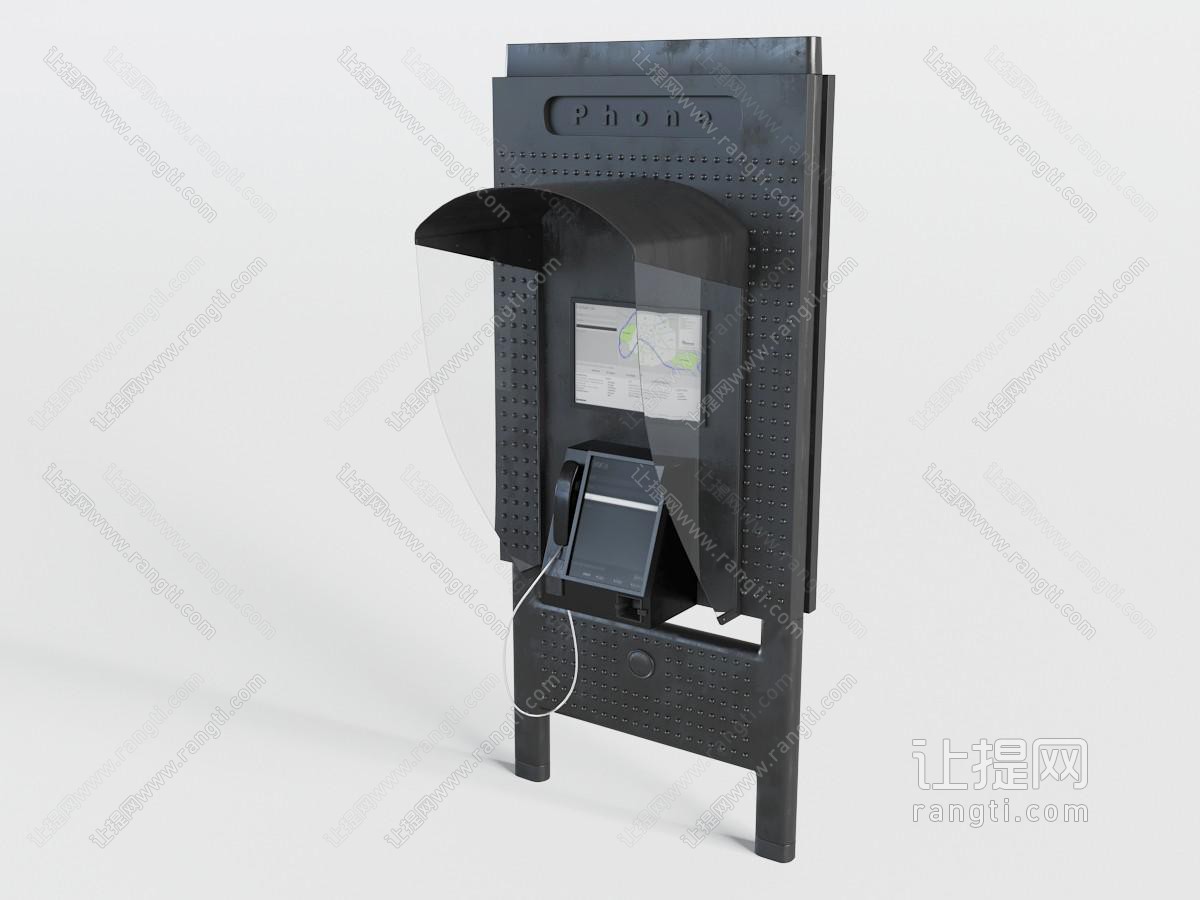现代黑色金属公共电话亭