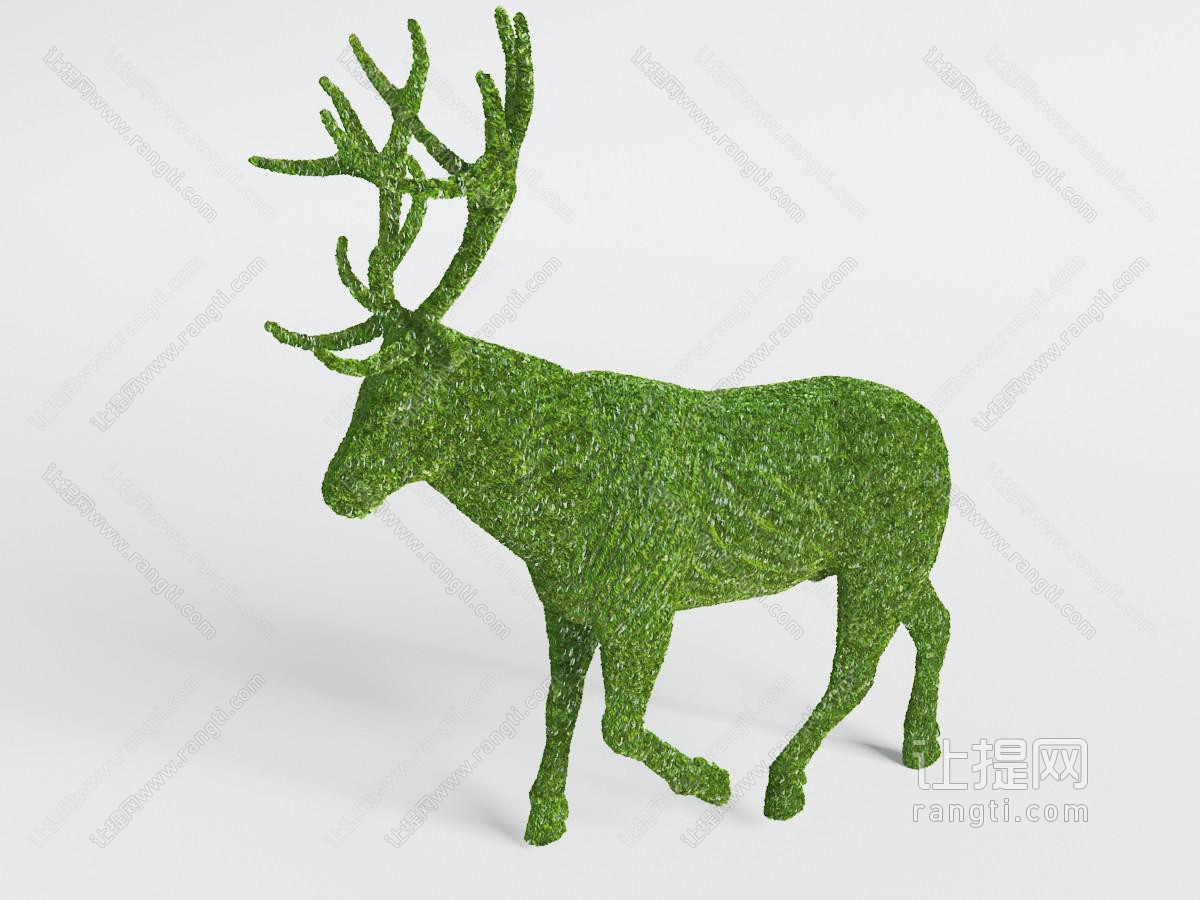 绿草雕塑麋鹿