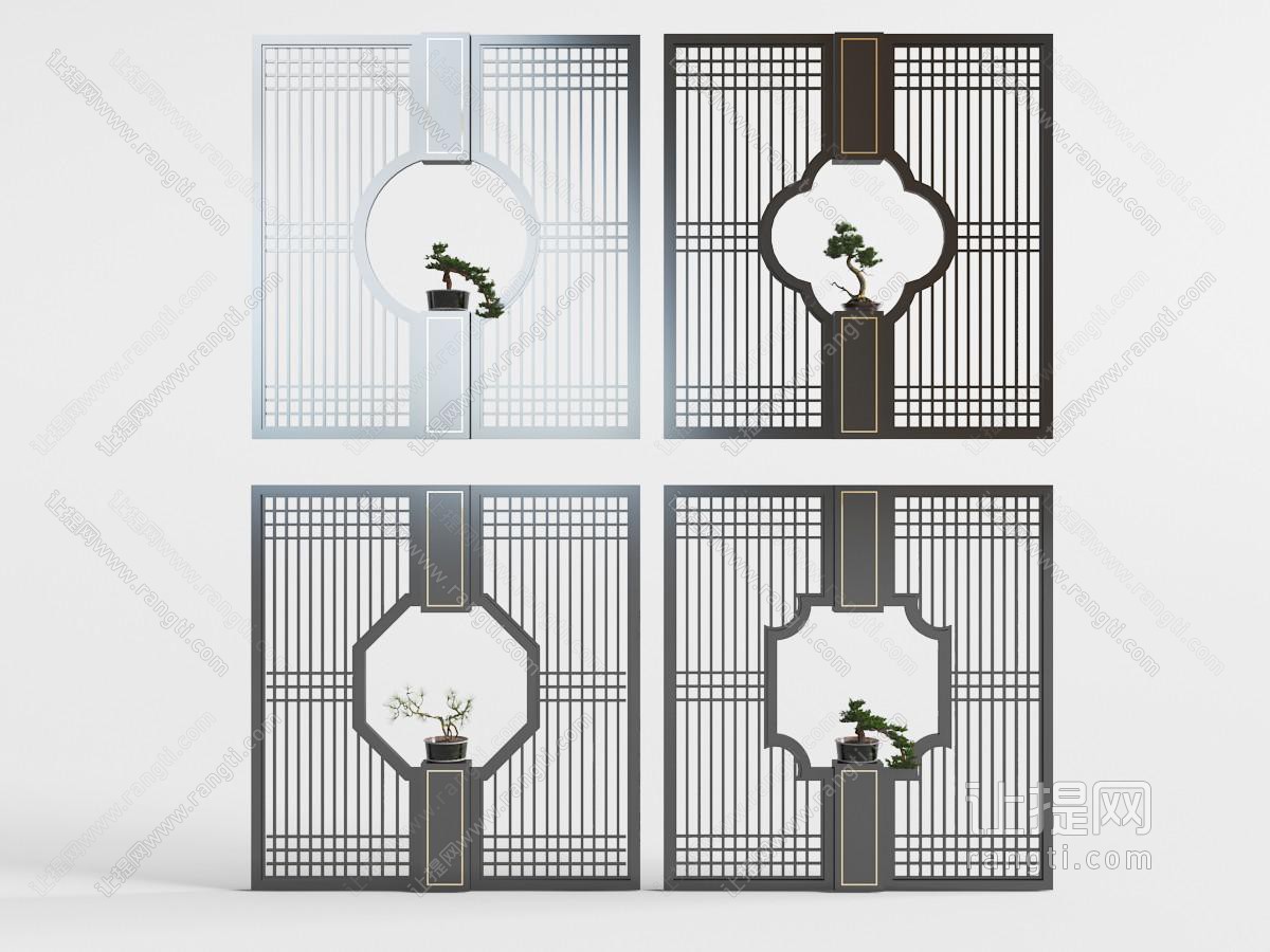 新中式盆景隔断