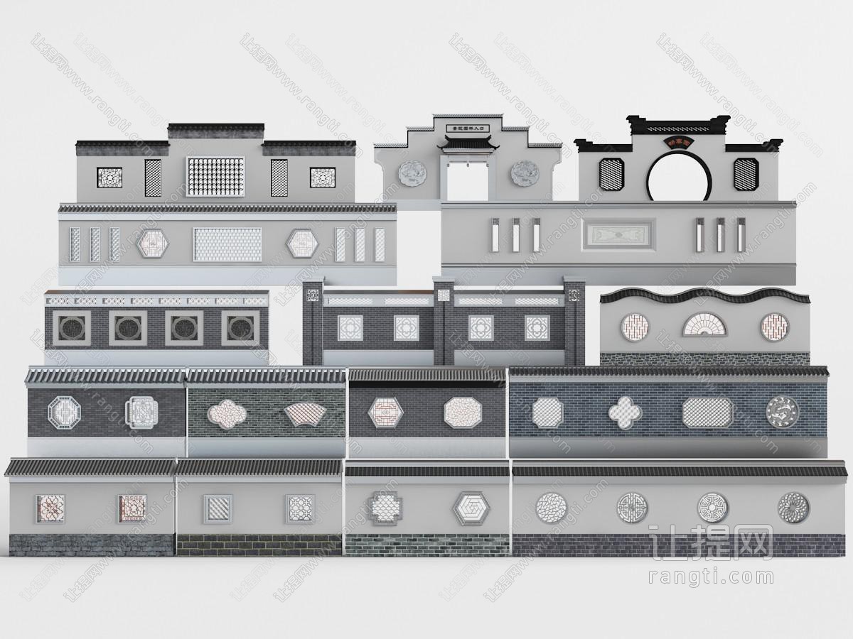 中式仿古建筑围墙围栏