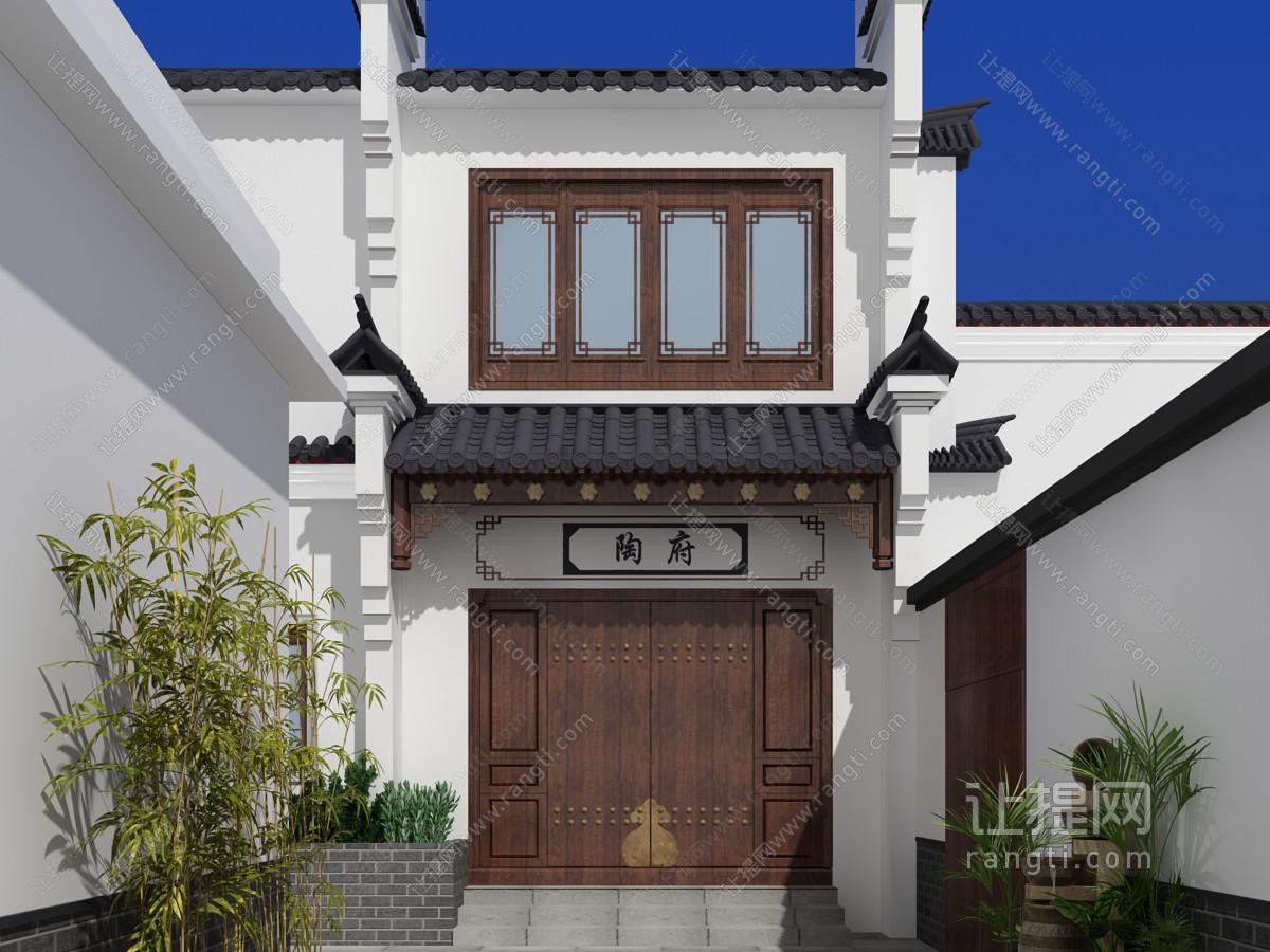 新中式徽派住宅自建房门头
