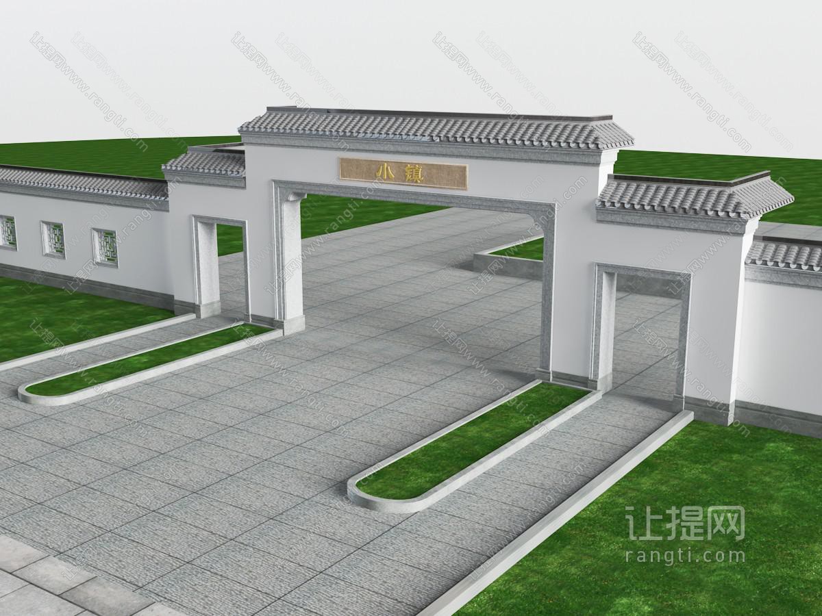 中式门洞围墙建筑