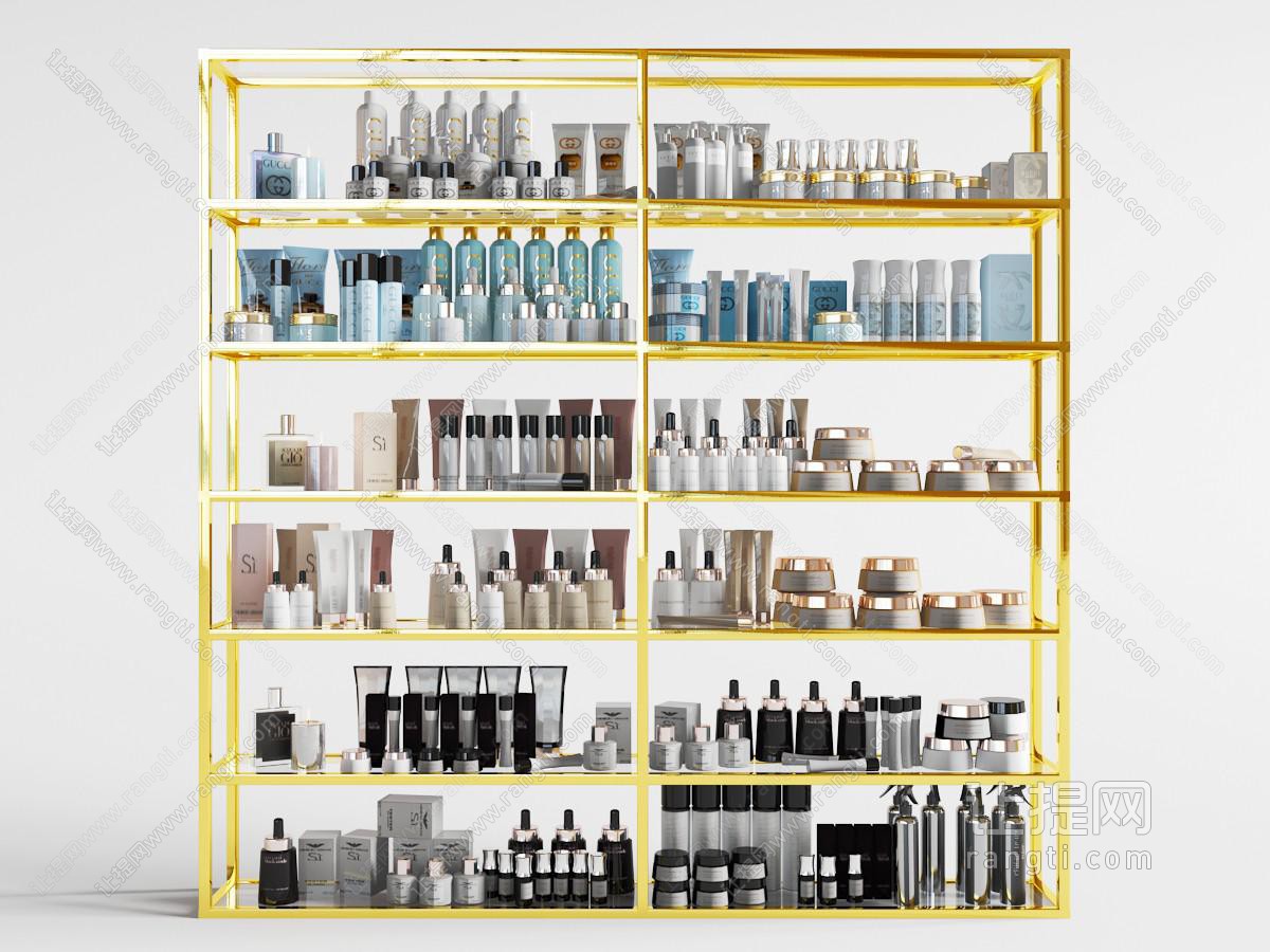 现代金属框架的化妆品货架展示架