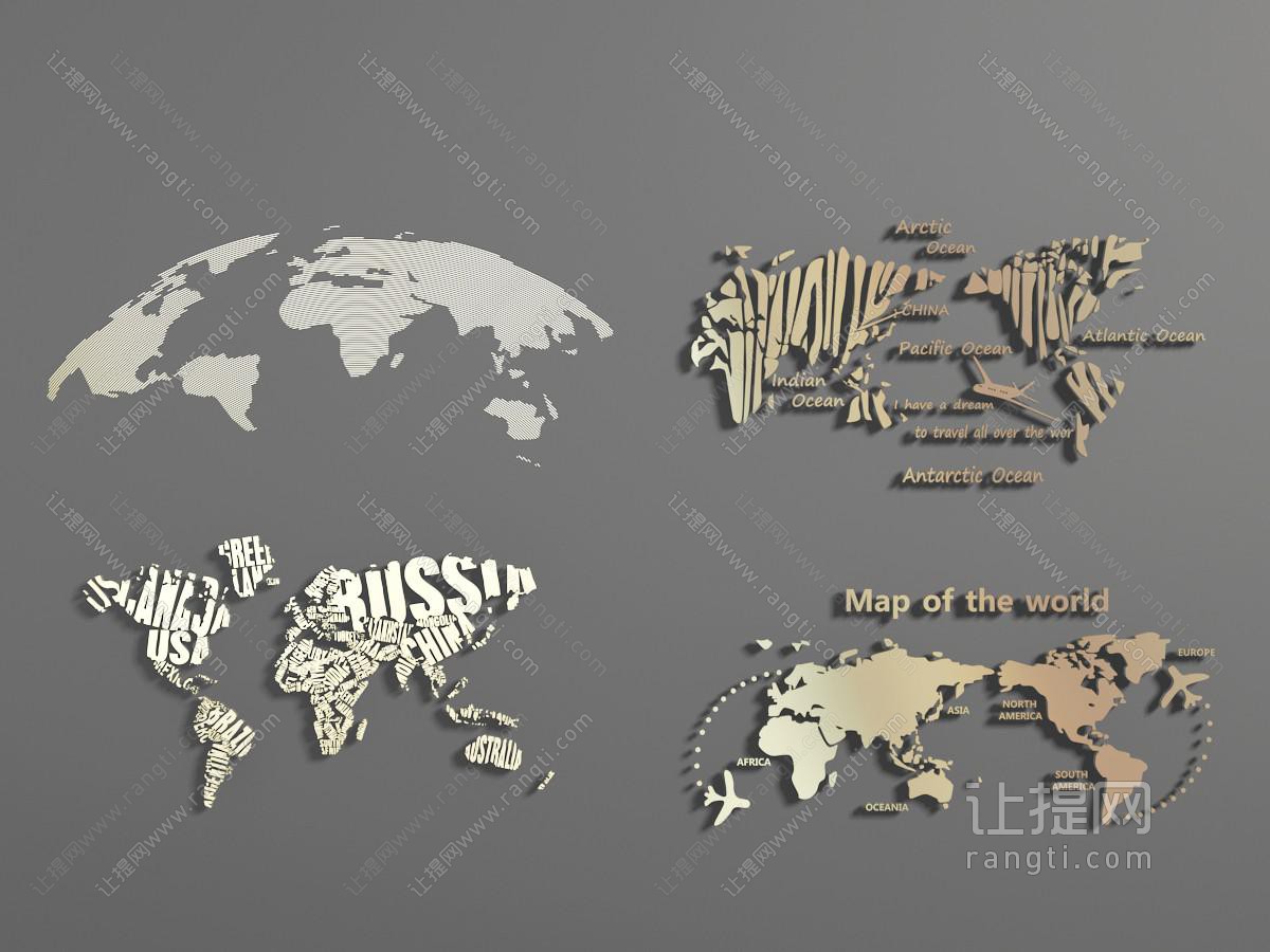 现代世界地图墙饰挂件
