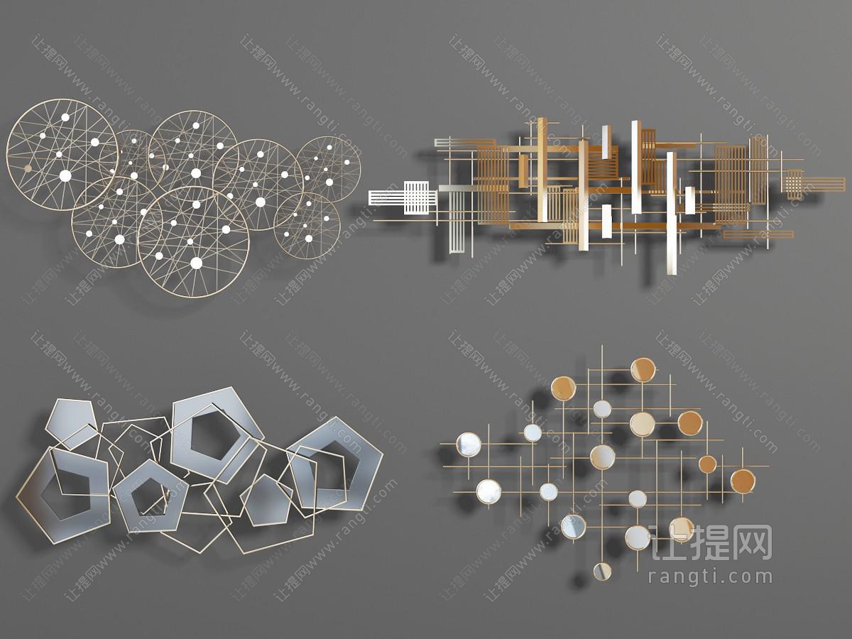 现代金属圆形、多边形墙面装饰挂件