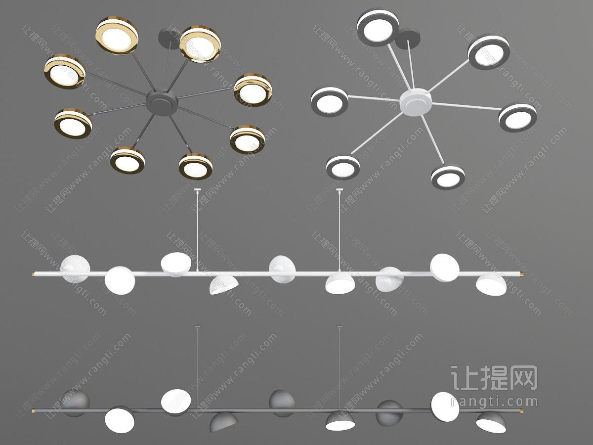 现代放射造型的多头吊灯