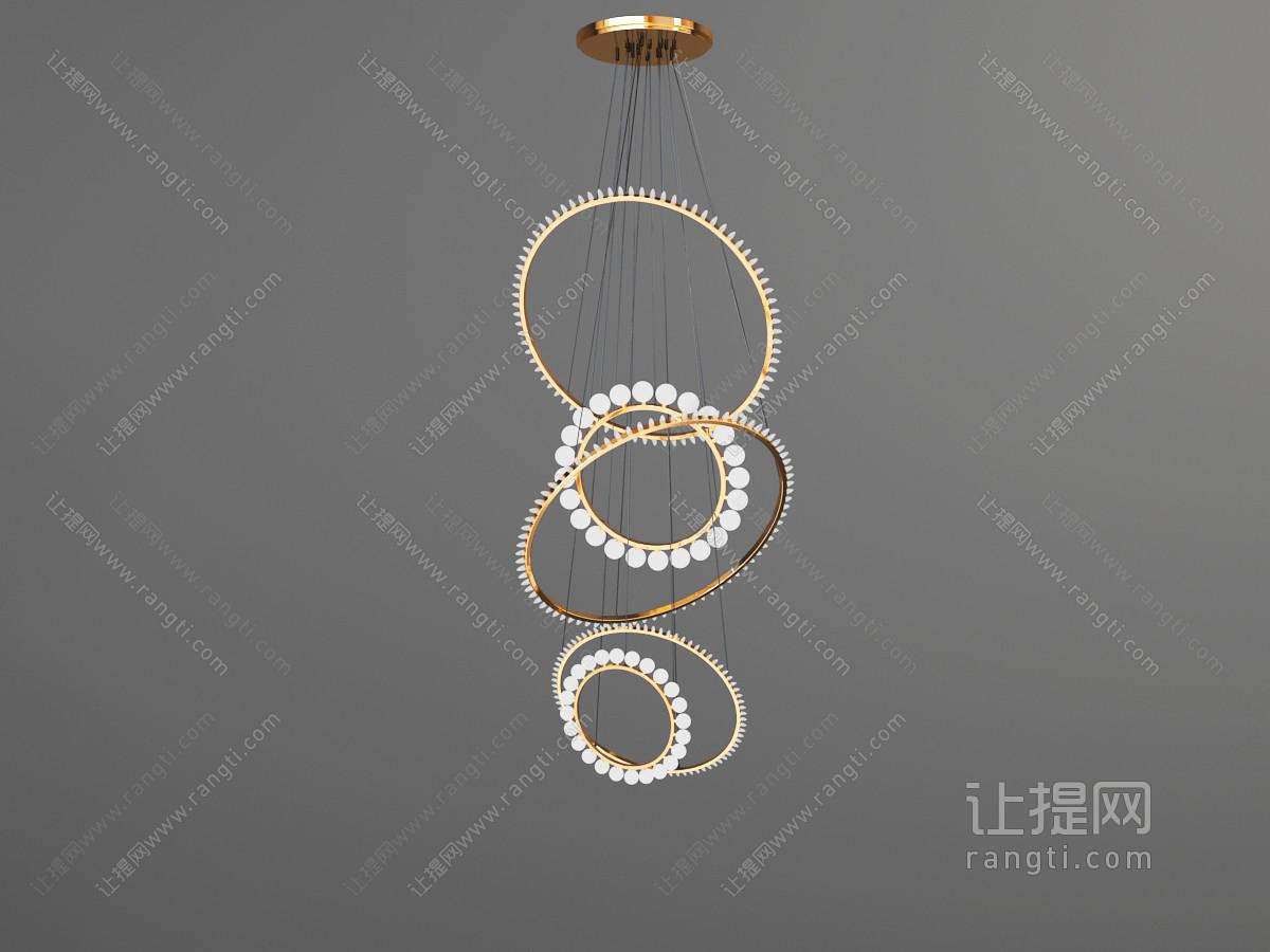 现代金属环吊灯3d模型下载_模型ID:55208-让提网