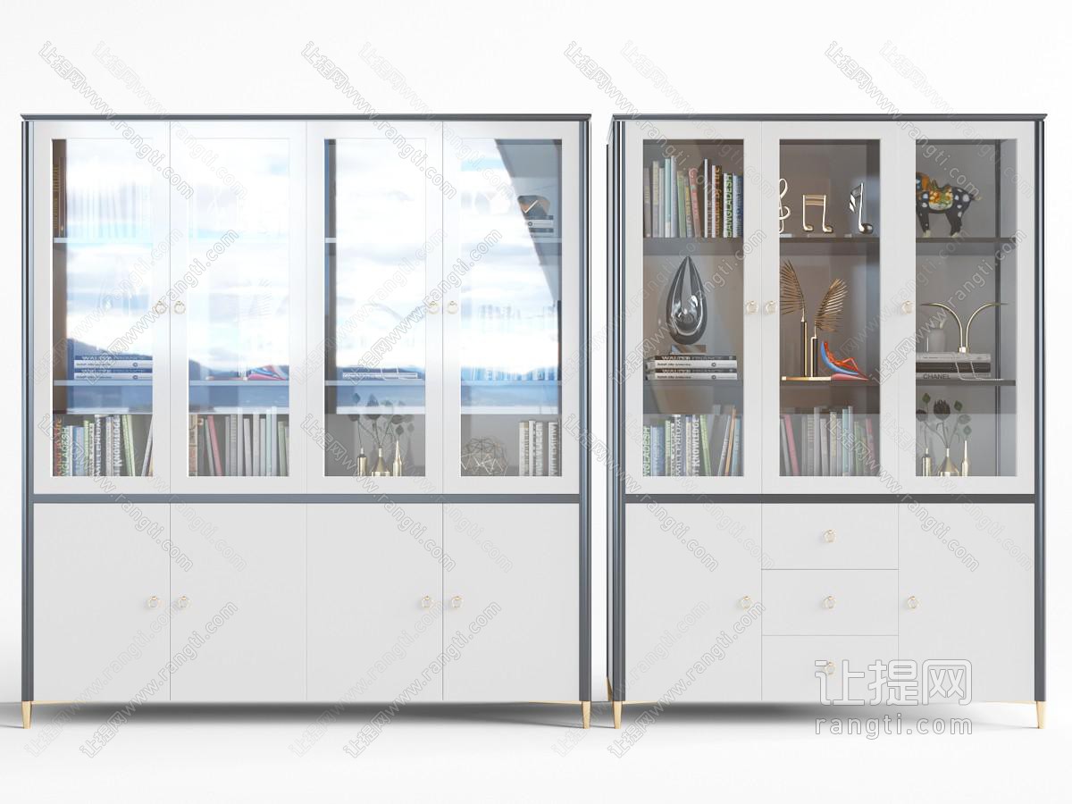 现代玻璃柜门的装饰柜
