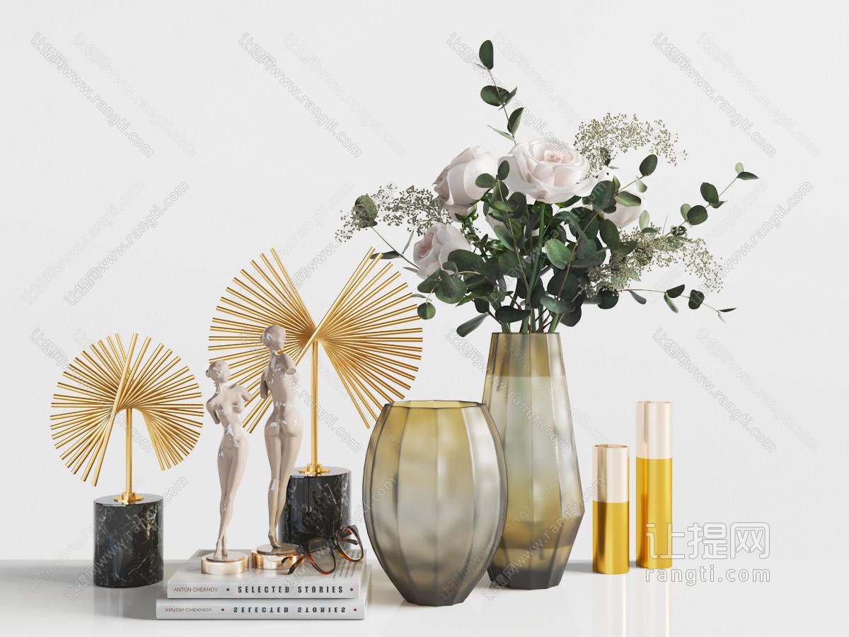 现代花瓶花卉烛台桌面饰品摆件